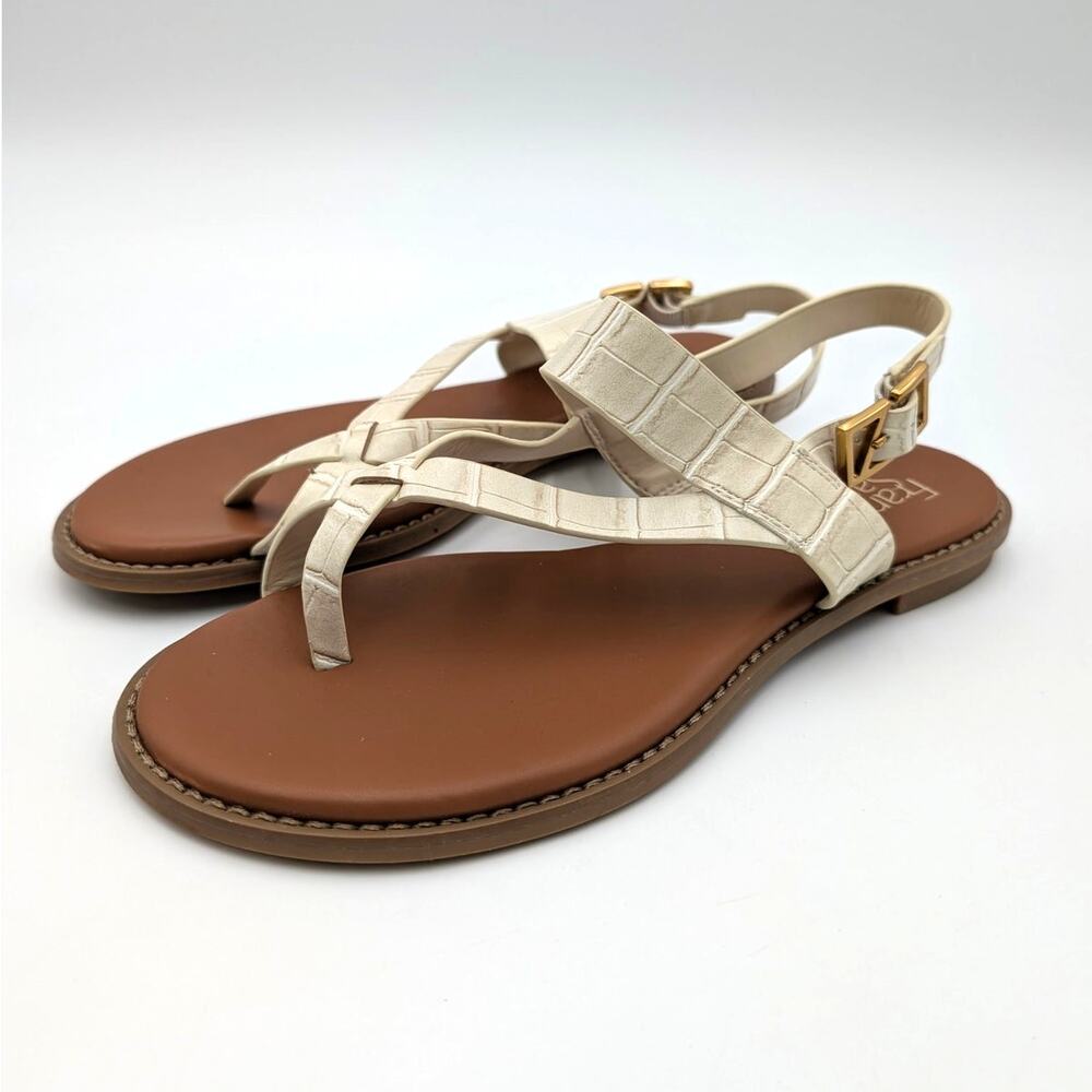 Franco Sarto Gabby Slingback Sandals Women's White Croc Print Size US8.5M EU39